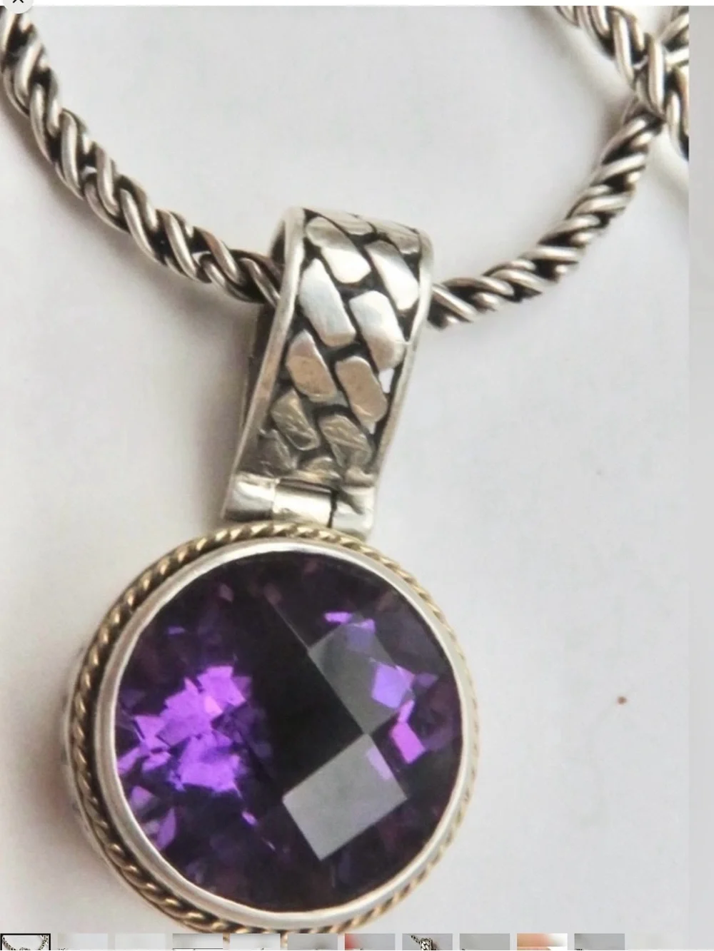 EFFY BH .925 Sterling Silver & 18K Amethyst pendant on EFFY sterling chain 18”